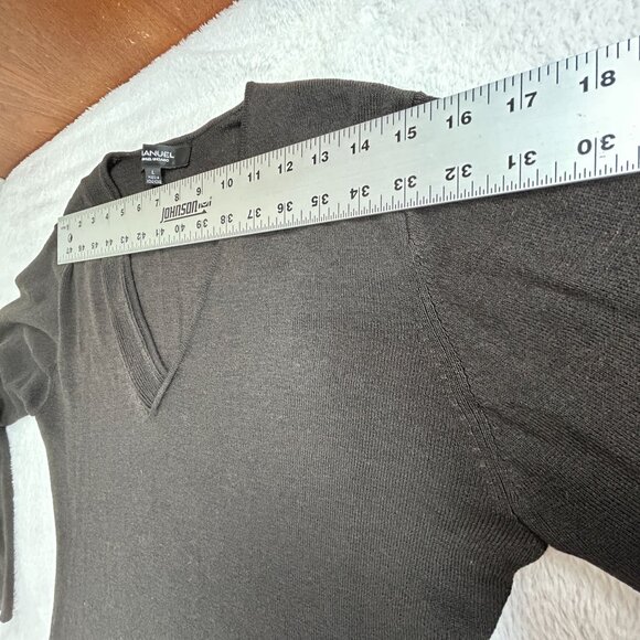 Emanuel Ungaro Womens Long Sleeve V-Neck Shift Dress Large Black Knit Pullover - Picture 4 of 7